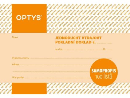 1303 Výdajový doklad A6, jednoduchý, samopropisovací, 100 listů