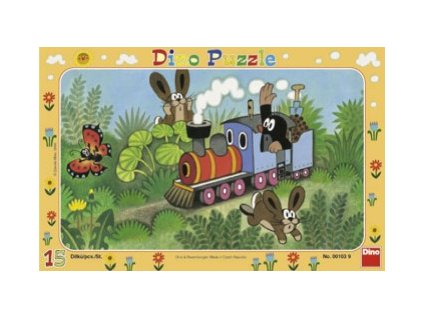 DINO PUZZLE DESKOVÉ 15 DÍLŮ  KRTEK A LOKOMOTIVA  001039