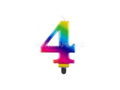 450824 Dortová svíčka č.4 metalická, duhová 8 cm