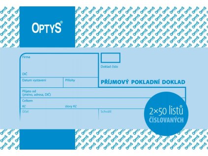 1039 Příjmový doklad A6, číslovaný, 2 x 50 listů