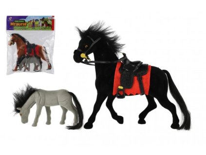 KŮŇ 23CM SE SEDLEM S HŘÍBĚTEM 3 BARVY   800137