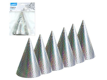 PÁRTY KLOBOUČEK 15CM 6KS STŘÍBRNÝ   D613086