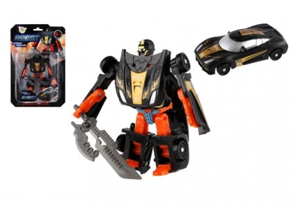TRANSFORMER AUTO/ROBOT PLAST 14CM ČERNÝ NA KARTĚ   800120