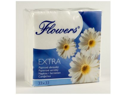 Ubrousky Flowers 33x33cm 1vrstvé 145g bílé 341001