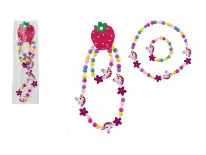 NÁHRDELNÍK + NÁRAMEK (KORÁLKY) JEDNOROŽEC MIX   861636