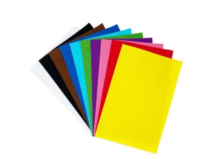 Dekorační filc bez lepidla 1mm, A4,10 archů mix barev   509165