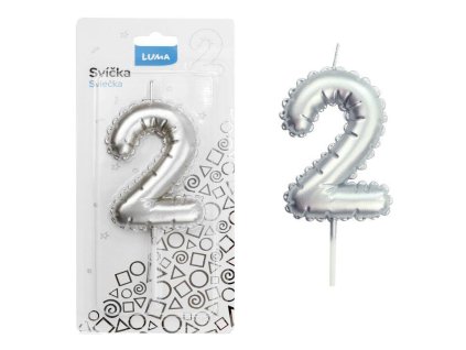 SVÍČKA Č.2 BALONEK STŘÍBRNÝ   D614102