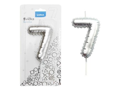 SVÍČKA Č.7 BALONEK STŘÍBRNÝ   D614107