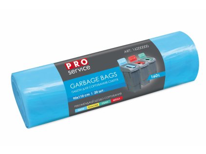 PRO servis-Plast.odpad.pytel na třídění PAPÍR  90x110 modrý-LD160l/20ks 20µm
