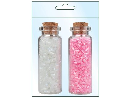 22007 Korálky růžové a bílé v lahvičce, 2x15g