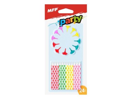 8800063 Dortové svíčky barevné 24ks+12ks držák