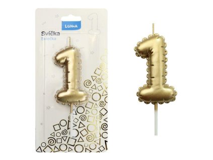 SVÍČKA Č.1 BALONEK ZLATÝ   D614013