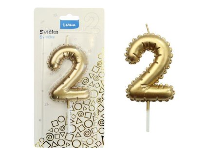 SVÍČKA Č.2 BALONEK ZLATÝ   D614014