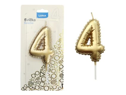 SVÍČKA Č.4 BALONEK ZLATÝ   D614056
