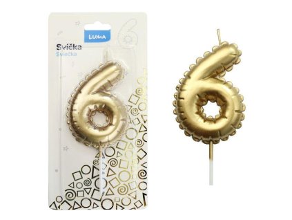 SVÍČKA Č.6 BALONEK ZLATÝ   D614055