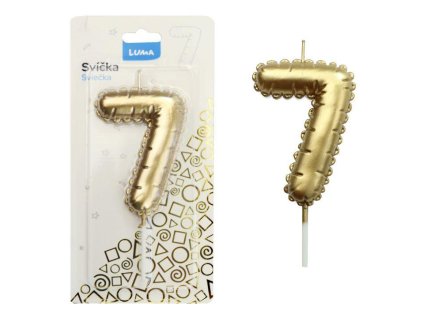 SVÍČKA Č.7 BALONEK ZLATÝ   D614016
