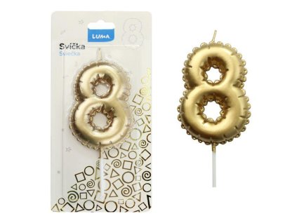 SVÍČKA Č.8 BALONEK ZLATÝ   D614019