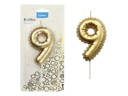 SVÍČKA Č.9 BALONEK ZLATÝ   D614094