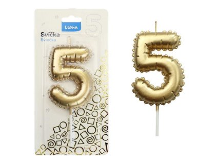 SVÍČKA Č.5 BALONEK ZLATÝ   D614053