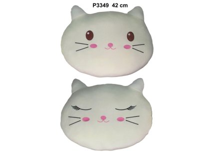 POLŠTÁŘ KOČKA BÍLÝ 42CM PLYŠ 2D   P3349