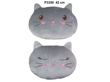 POLŠTÁŘ KOČKA ŠEDÝ 42CM PLYŠ 2D   P3350