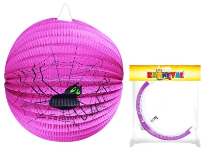 157118 LAMPION HALLOWEEN KULATÝ FIALOVÝ - PAVOUK 25CM