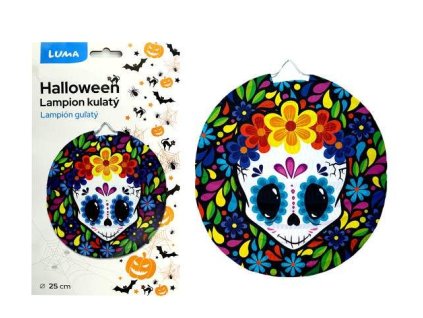D612014 Lampion kulatý 25 cm HALLOWEEN lebka