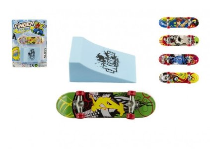 SKATEBOARD 10CM PRSTOVÝ S RAMPOU 311283