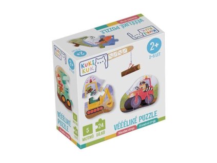 KUKIKUK - VÉÉÉLIKÉ PUZZLE STAVEBNÍ STROJE  80060
