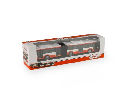 AUTOBUS KOVOVÝ KLOUBOVÝ ČERVENÝ 18CM   243484