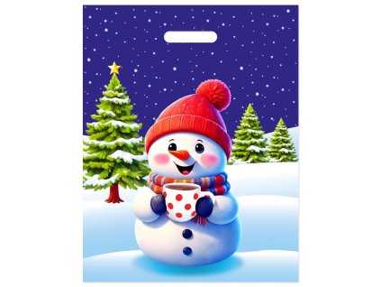 PE TAŠKA VÁNOČNÍ SNĚHULÁK 36X46CM V404145