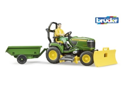 BRUDER ZAHRADNÍ TRAKTOR JOHN DEERE VLEČKA+ZAHRADNÍK  62104