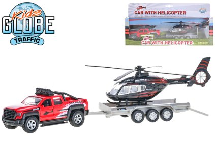AUTO TERÉNNÍ 13CM KOV PB + PŘÍVĚS S HELIKOPTÉROU    520249