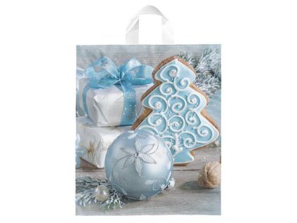 PE TAŠKA VÁNOČNÍ VZOR 11 POTISK MODRÁ 5252931