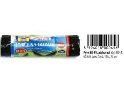 PYTEL DO KOŠE 10KS 60X80 60L ČERNÝ ZATAHOVACÍ 42014