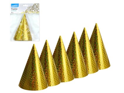 PÁRTY KLOBOUČEK 15CM 6KS ZLATÝ   D613085