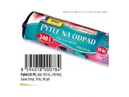 PYTEL DO KOŠE 10KS 100X120 240L ČERNÝ 40516