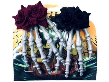 SPONA RUKA S RŮŽÍ HALLOWEEN 2 BARVY   17625