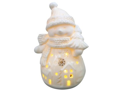 PORCELÁNOVÝ SNĚHULÁK S LED 19565