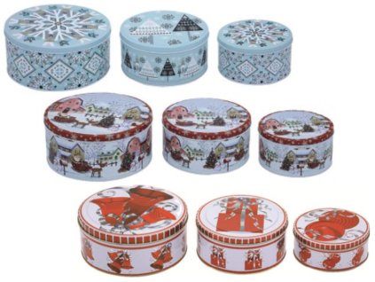 Vánoční plechové dózy kulaté 3ks 17285