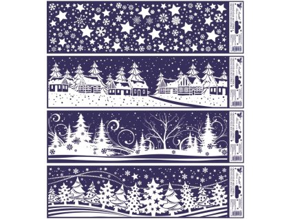 467 FOLIE OKENNÍ VÁNOČNÍ KRAJINKY PRUH MIX