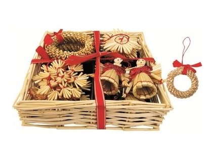 SLAMĚNÉ OZDOBY V KOŠÍKU 16KS 2205