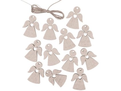 ANDĚL DŘEVĚNÝ STŘÍBR.3CM 12KS NA ZAVĚŠ.4800