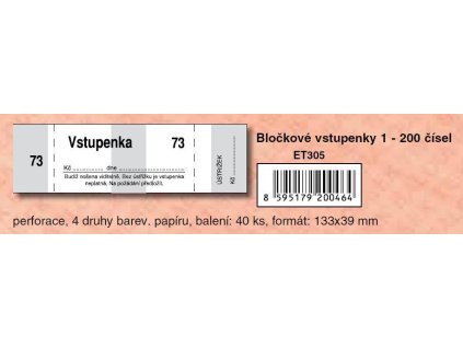 ET305 BLOČKOVÉ VSTUPENKY 1-200