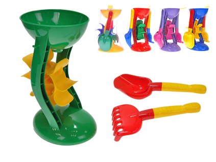 MLÝNEK 26CM + LOPATKA, HRÁBĚ 5 BAREV V SÍŤCE   24271