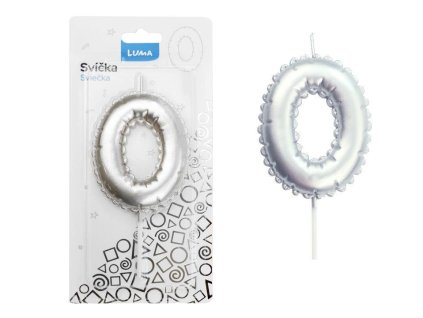 SVÍČKA Č.0 BALONEK STŘÍBRNÝ   D614095