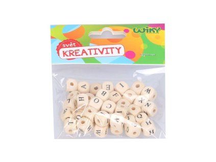 KORÁLKY DŘEVĚNÉ BÍLÉ 40KS ABECEDA  W047078