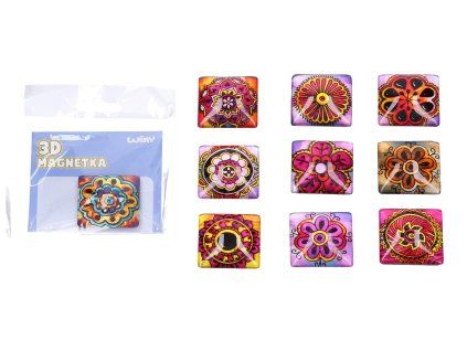 MAGNET SKLENĚNÝ MANDALA MIX W 056028