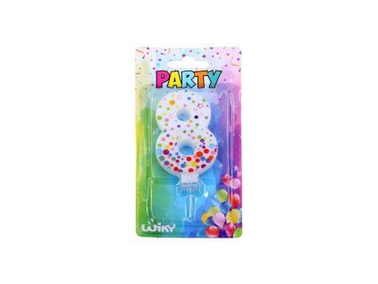 W017565  PÁRTY SVÍČKA ČÍSLO 8 PUNTÍK