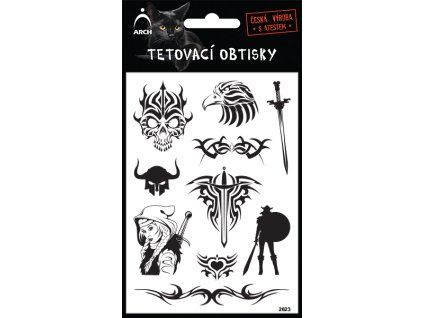 2623  Černé tetovací obtisky - lebka